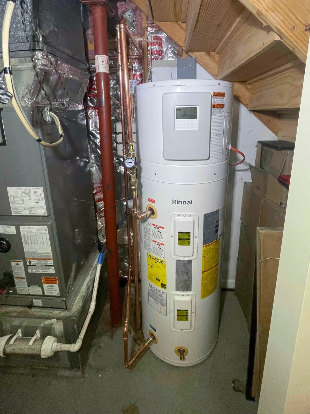 Rinnai hybrid water heater installed by Mallick Plumbing & Heating